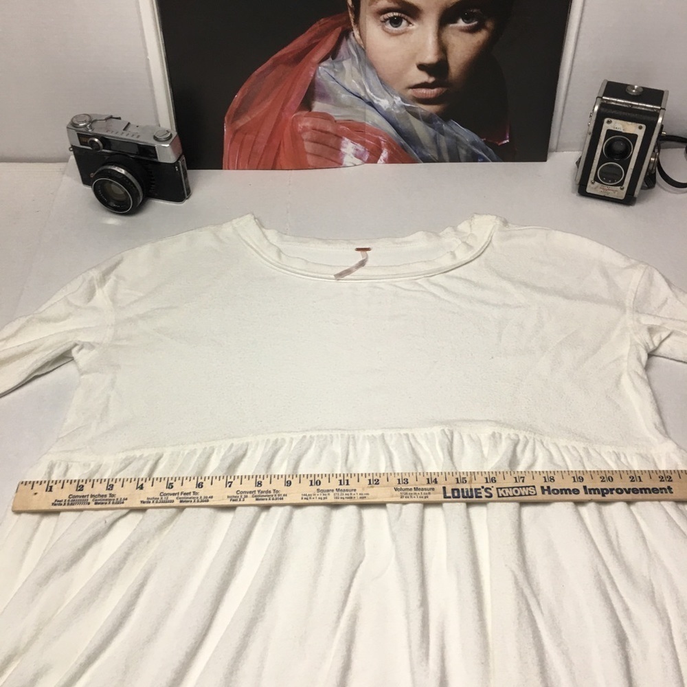 Free People Ivory Boho Peasant Top | Flowy Empire Waist · Cottagecore Romantic - Picture 8 of 11